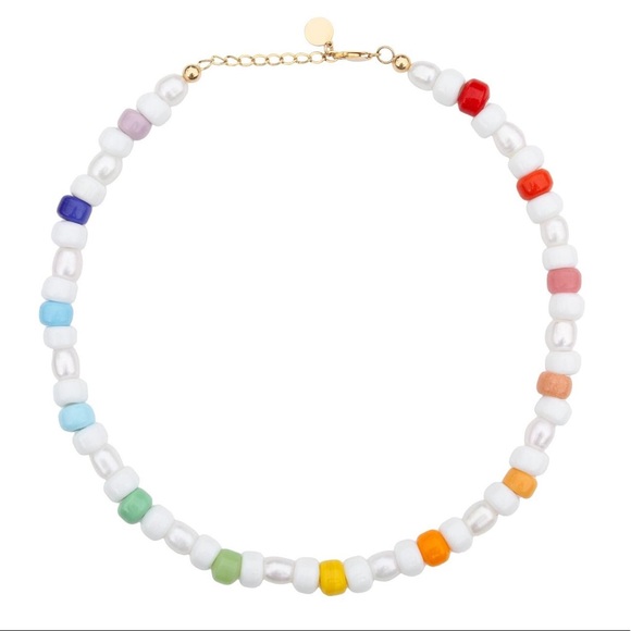Large Genuine Freshwater Pearl Colorful Beaded Rainbow Choker Necklace - Picture 2 of 8